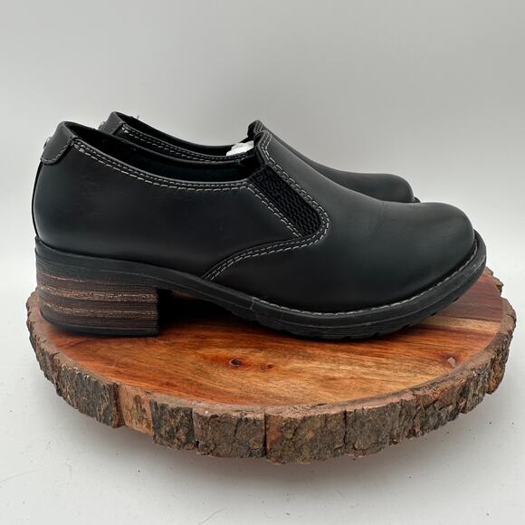 Eastland Shoes - Eastland Brooke Slip On Clog Loafer Black Chunky Heel Comfort Shoes Size 7.5